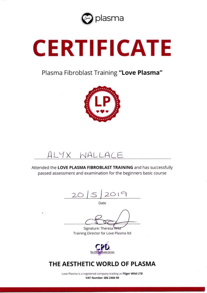 Plasma Fibroblast Training Certificate